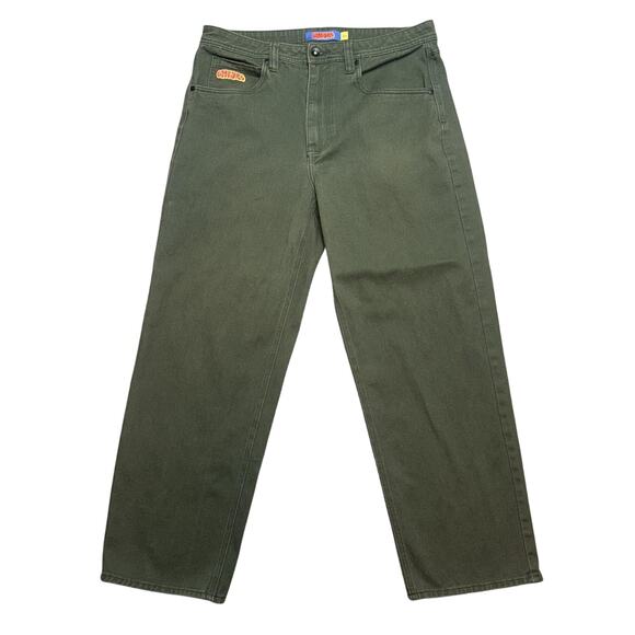 EMPYRE MENS RELAXED STRAIGHT LEG JEANS SIZE 33 OLIVE GREEN DENIM - Picture 2 of 7